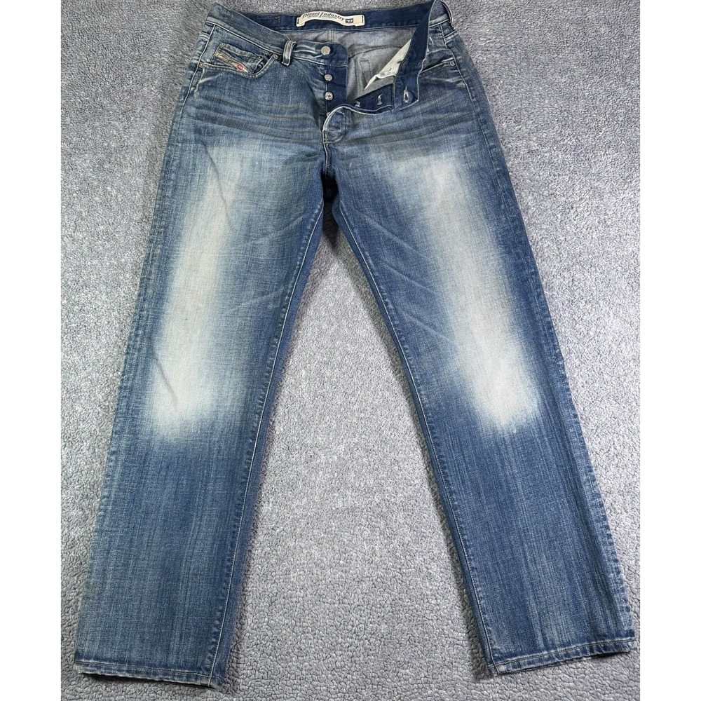 VTG Diesel Jeans Men 36x32 Blue Kulter Straight Button Fly Italy Made Distressed